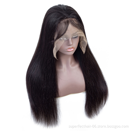 100%  Brazilian Human Hair 13*4 Lace Front Wig For Black Women 130% Density Silk Straight  Lace Wig
